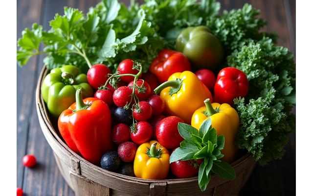 Panier de fruits et légumes frais de saison